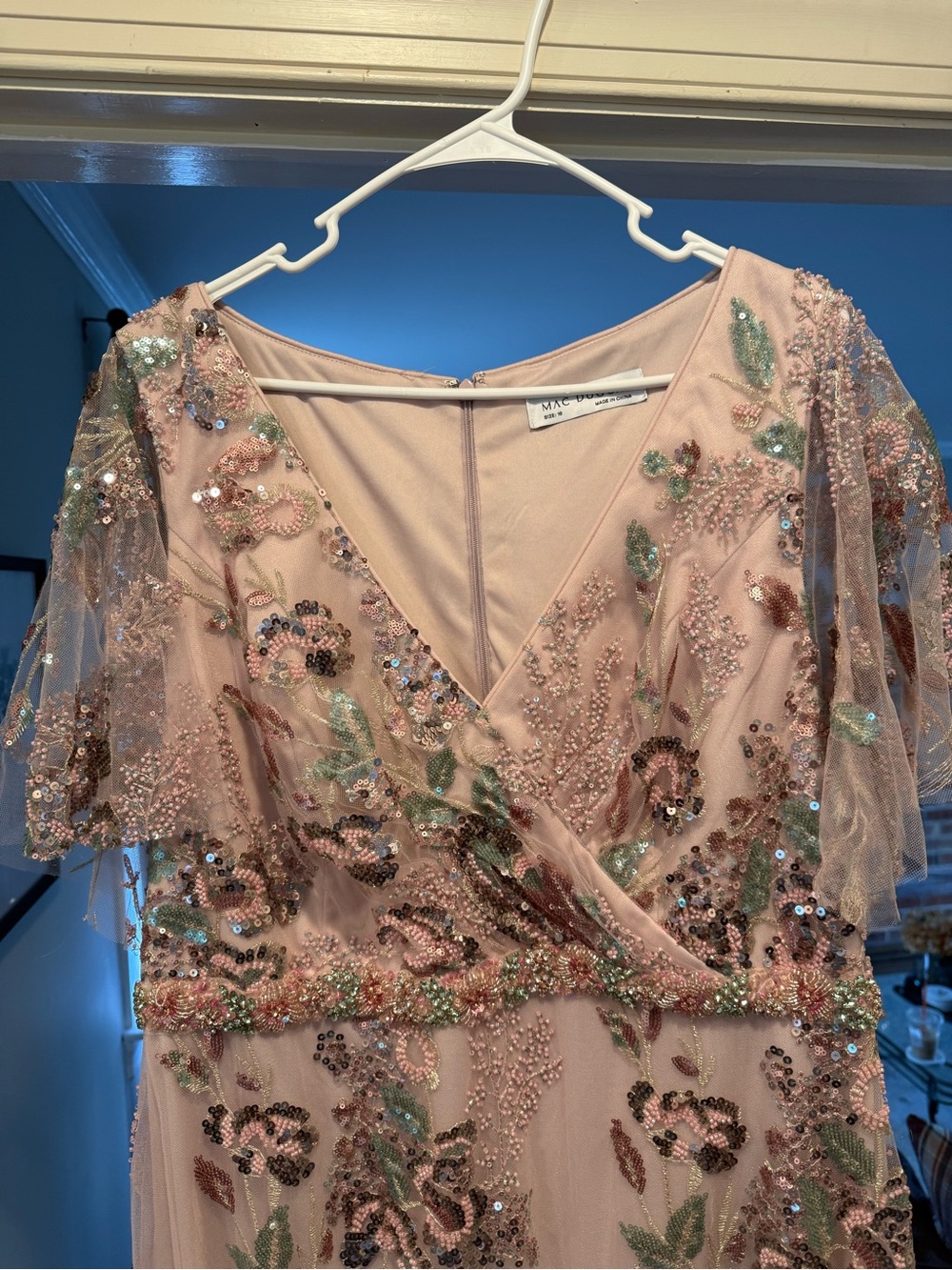 Mac Duggal Blush Pink Embellished Floral Maxi Dress - Picture 2 of 5